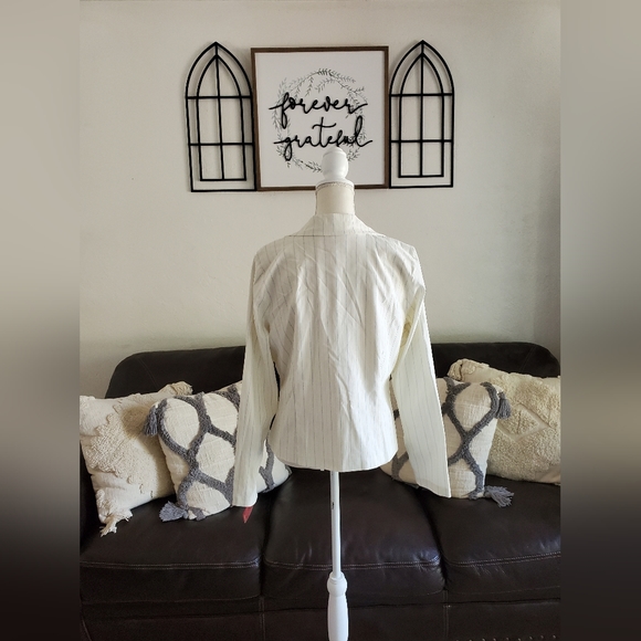 Vintage Y2K Xhilaration Cream With Baby Blue Pinstripes Size XXL Classic Preppy - Picture 4 of 12